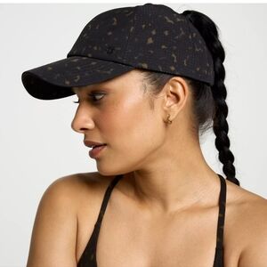 CALIA Women's Ponytail Cap Black Tortoise Print Gym Hat
